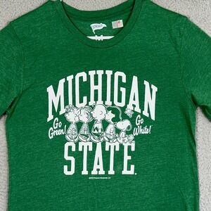 Michigan State T-Shirt Mens M Green NCAA Football Peanuts Streaker Sports EUC
